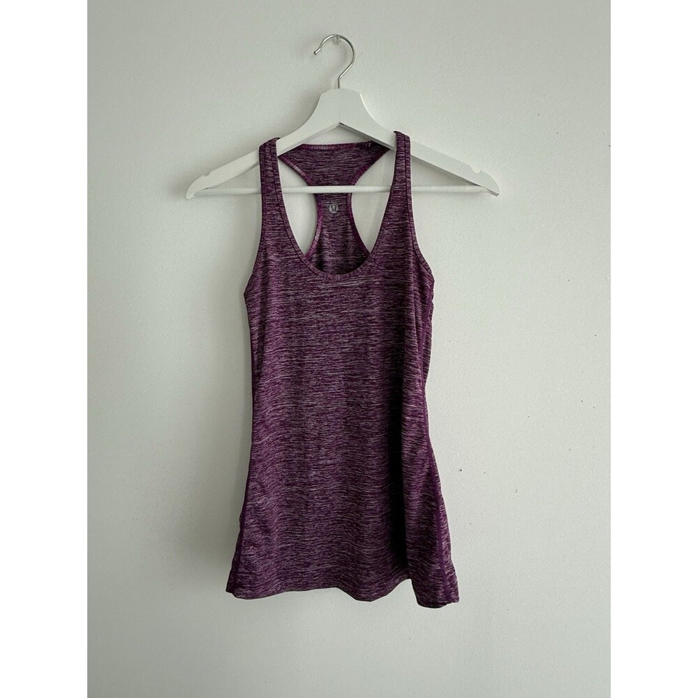 ✿ lululemon Purple Heather Racerback Tank Top Size 2 4 Yoga Running Athletic Gym